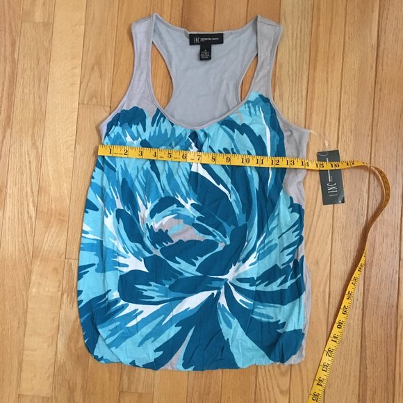 INC International Concepts Blue Grey Flower Racer back Tank Top Size P - Picture 5 of 7